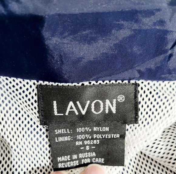 Lavon Women’s Track Jacket Small Full Zip Windbreaker Navy Red White Stripes USA - Picture 10 of 11